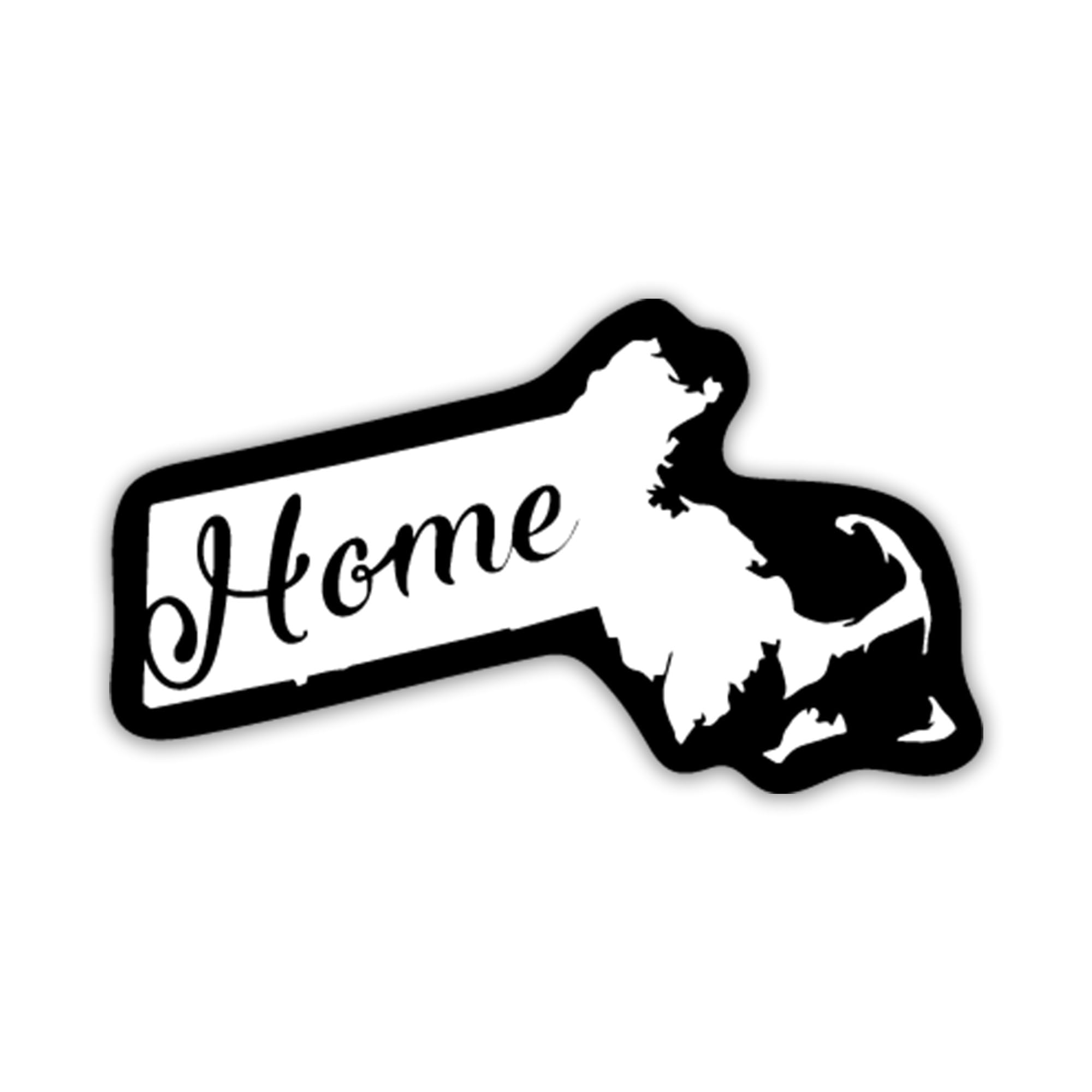 Massachusetts Home State Vinyl Decal | 5.5'' X 2.8'' White On Black | For Cars, Trucks, Laptops, Windows & More | Kcd1939
