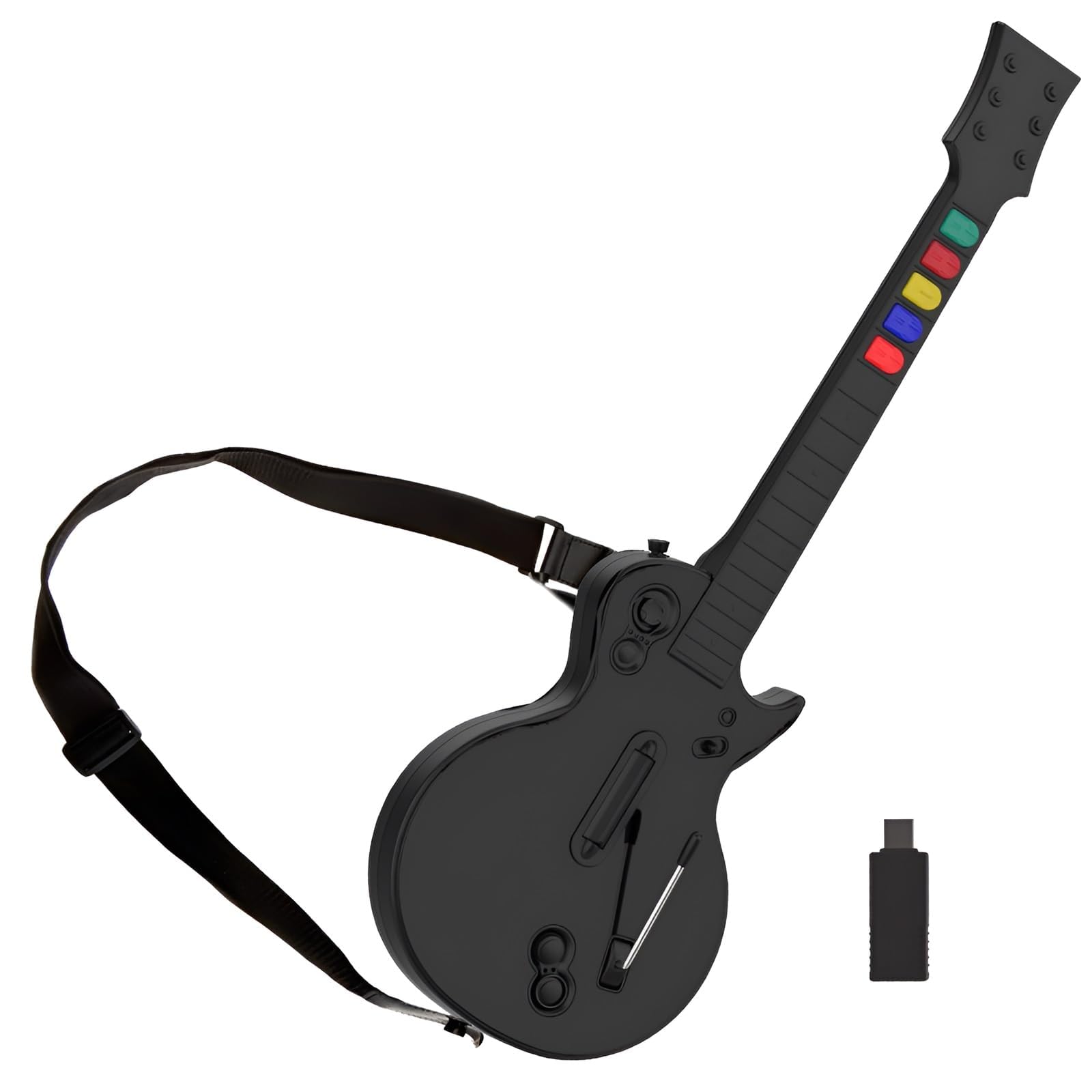 DOYO Wireless Controller for PC and PS3 - Guitar Hero 3/4/5 and Rock Band 1/2 Games - Guitar with Strap (5 Keys/Black)
