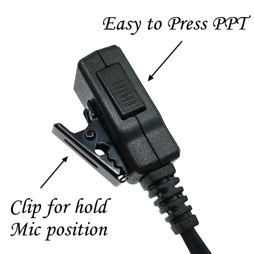 Headset For Motorola Walkie Talkies With Mic 2 Pin Acoustic Tube Earpieces And Ppt For Cp200 Gp2000 Cls1410 Cls1450 Cls1100 (2Packs)