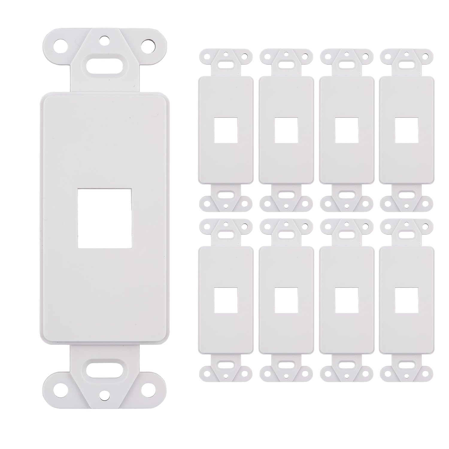 Decorative Wall Plate Keystone Insert, 2 Gang Jack White Wallplate 1/2/3/4 Port 10 Pack (1 Port)