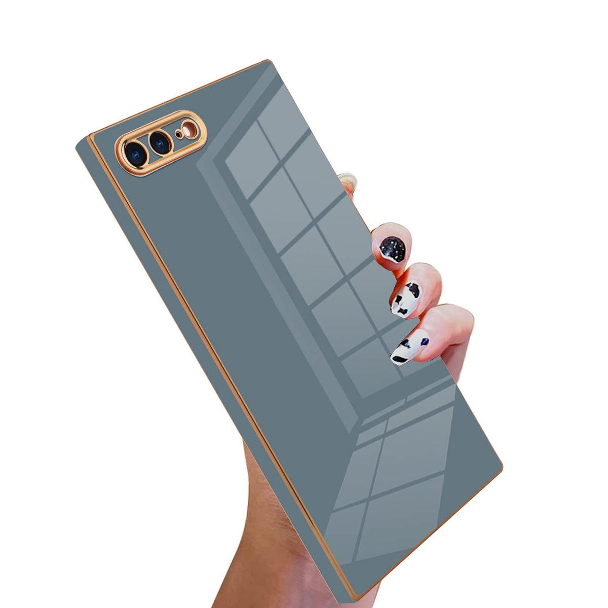 Kanghar Square Case Compatible With Iphone 7 Plus,Iphone 8 Plus Case Luxury Cute Plating Design Square Case Full Body Anti Scrat