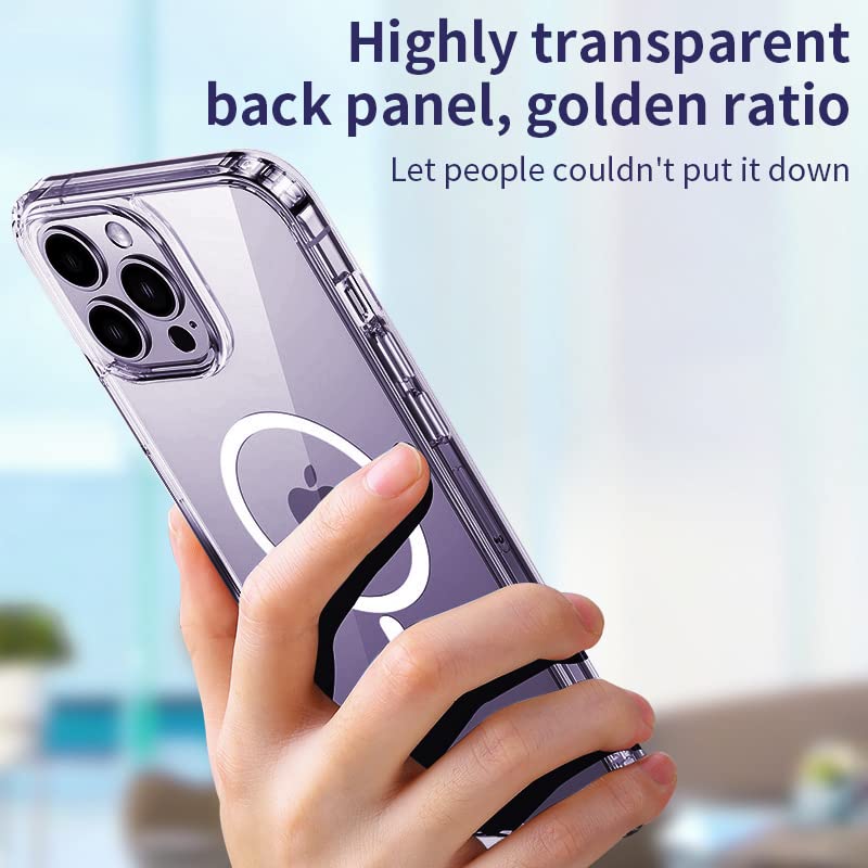 Yzoiko Strong Magnetic Clear For Iphone 14 Pro Max Case [10Ft Military Grade Protection] Compatible With Magsafe Shockproof Slim