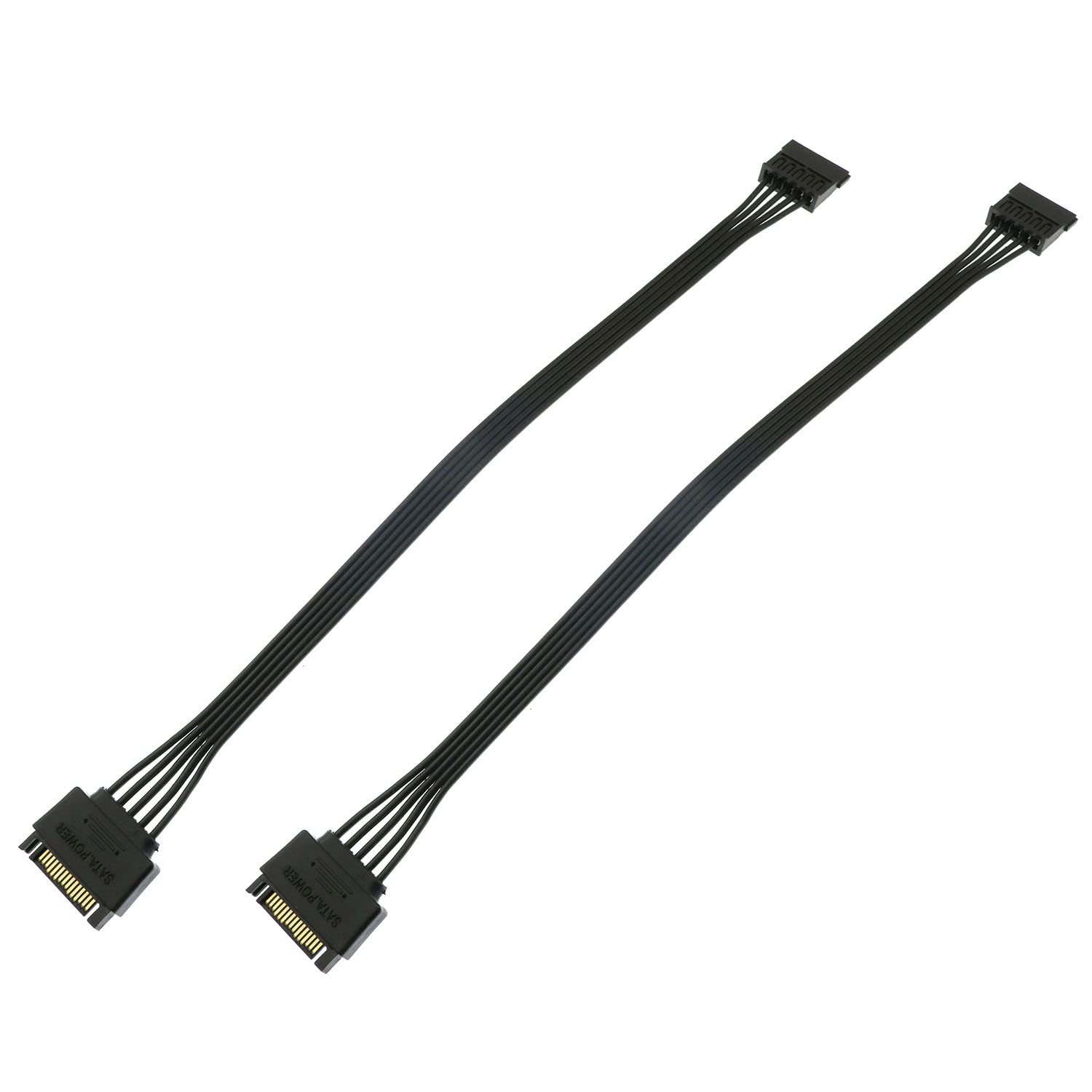 Bllndx Sata Power Extension Cable 2Pcs 11.8Inch Black 15Pin Sata Male To Female Extender Cable Adapter For Hdd, Ssd, Optical Dri