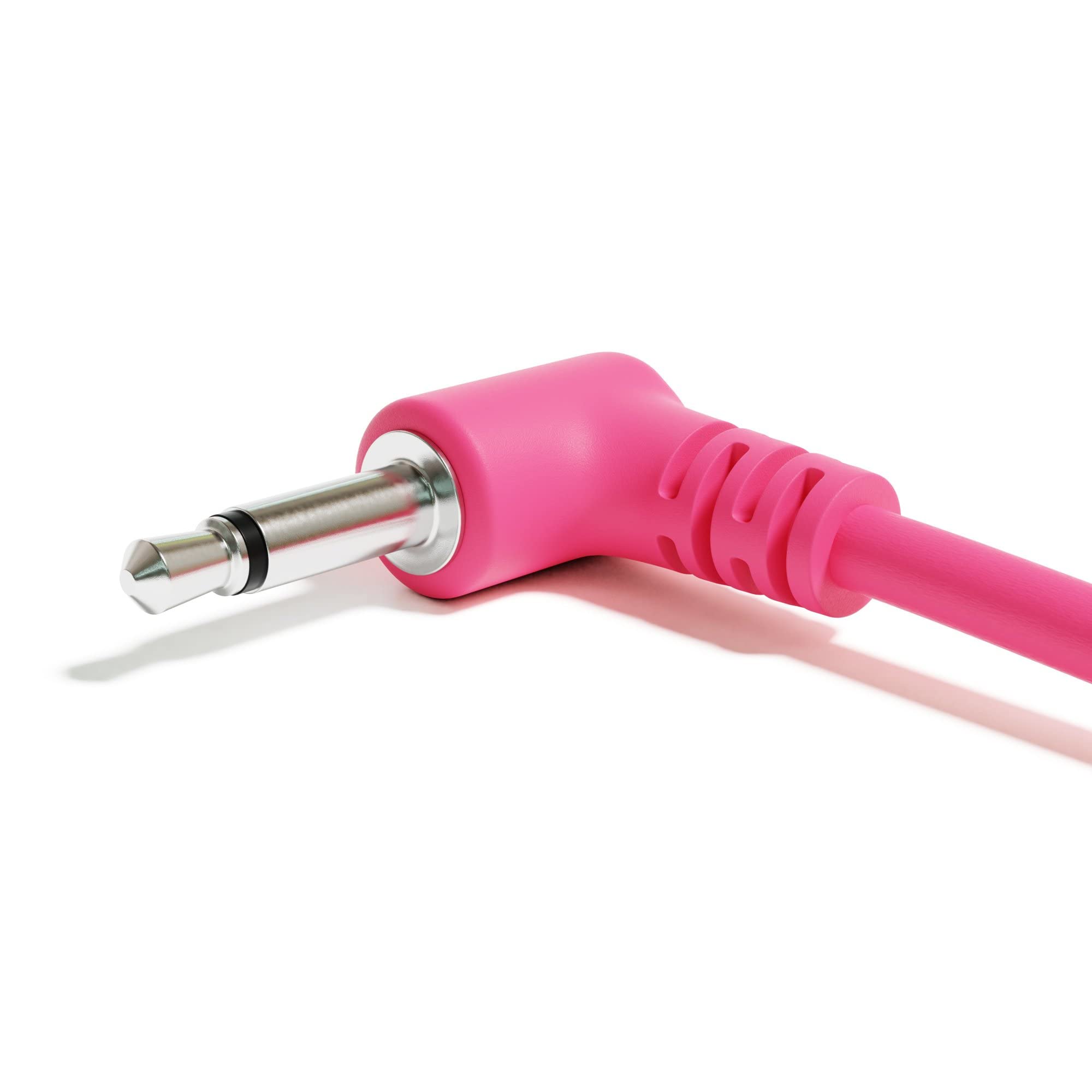 Excelvalley - 5-Pack - Right Angle Mono Modular Patch Cables - 3.5Mm 1/8 Eurorack Synthesizer [Pink | 45 Cm - 17.72]