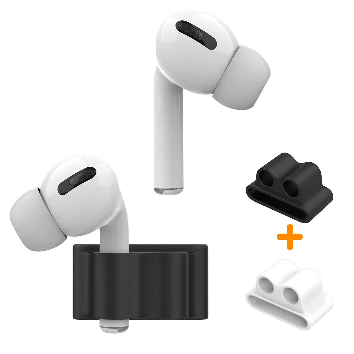 Anti-Lost Silicone Watch Strap Holder for AirPod Pro 2/AirPod 3 2 1, Airpod Watch Band Holder, Airpod Accessories Holder for Sports Exercise Working(Black+White)