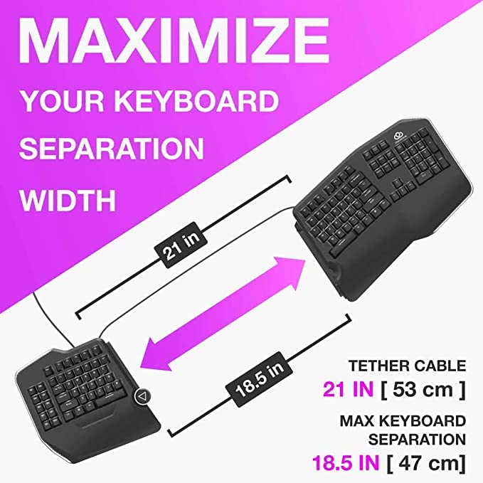 Cloud Nine V2 21 Inch Extra Long Tether Cable Extension   Fits C989 & C959 Ergonomic Split Keyboard