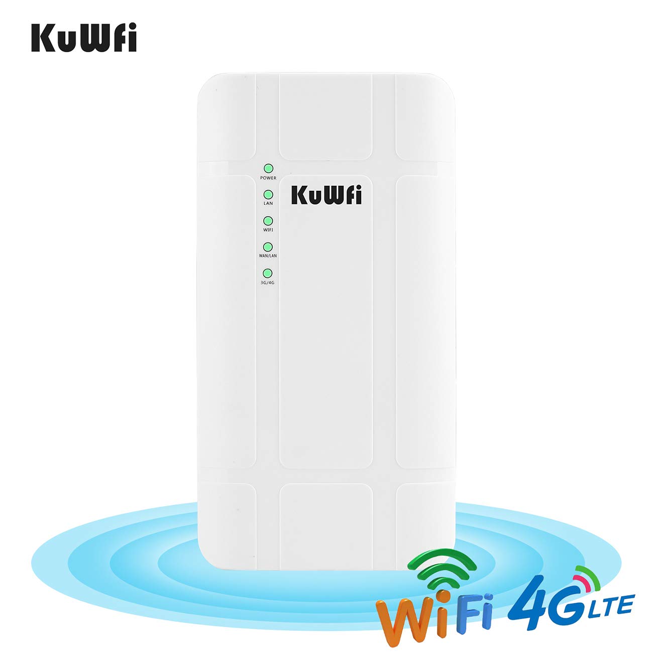 Kuwfi 300Mbps Outdoor 4G Lte Cpe Wifi Router With Sim Card Slot Cat4 Sim Routers With Poe Adapter Work With Ipcamera Or Outside Wifi Coverage (Us Version B2/B4/B5/B12/B13/B14/B66/B71)