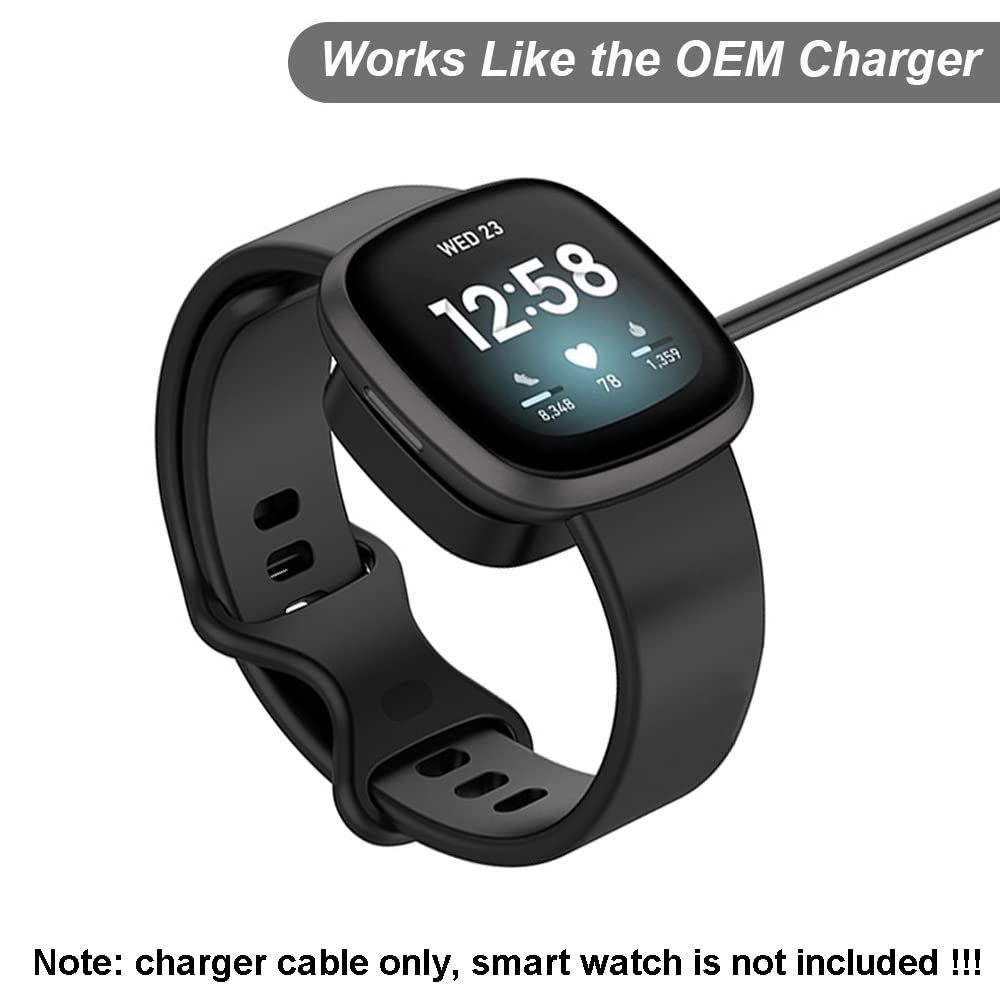 Emilydeals Charger For Fitbit Sense/Sense 2/Versa 3/Versa 4, Replacement Usb Charging Cable Cord For Fitbit Smart Watch [3.3Ft/1