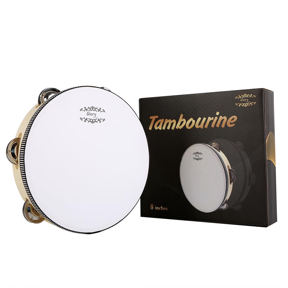 Glory Hand Held Tambourine Drum 8 Inch Bell Birch Metal Jingles Percussion Gift Musical Educational Drum Instrument For Ktv Part