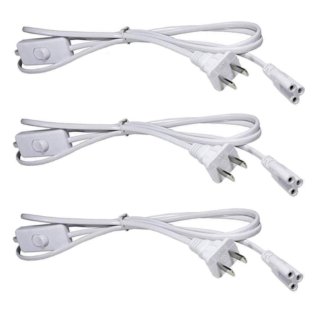 (3 Pack) T5 T8 Led Tube Power Extension Cable With On/Off Switch,Led T5/T8 Light Tube Integrated Led Light Fixture Extension Cable Wire (6Ft/1.8M)