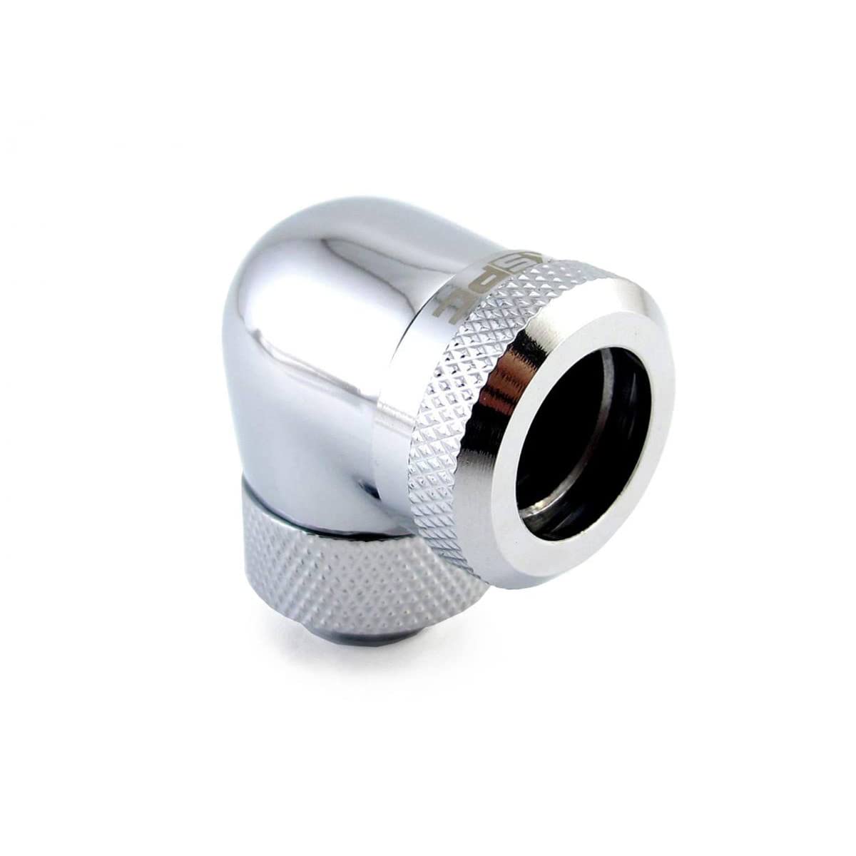 Xspc G1/4'' To 14Mm Rigid Tubing Fitting V2, 90 Degree Rotary, Chrome
