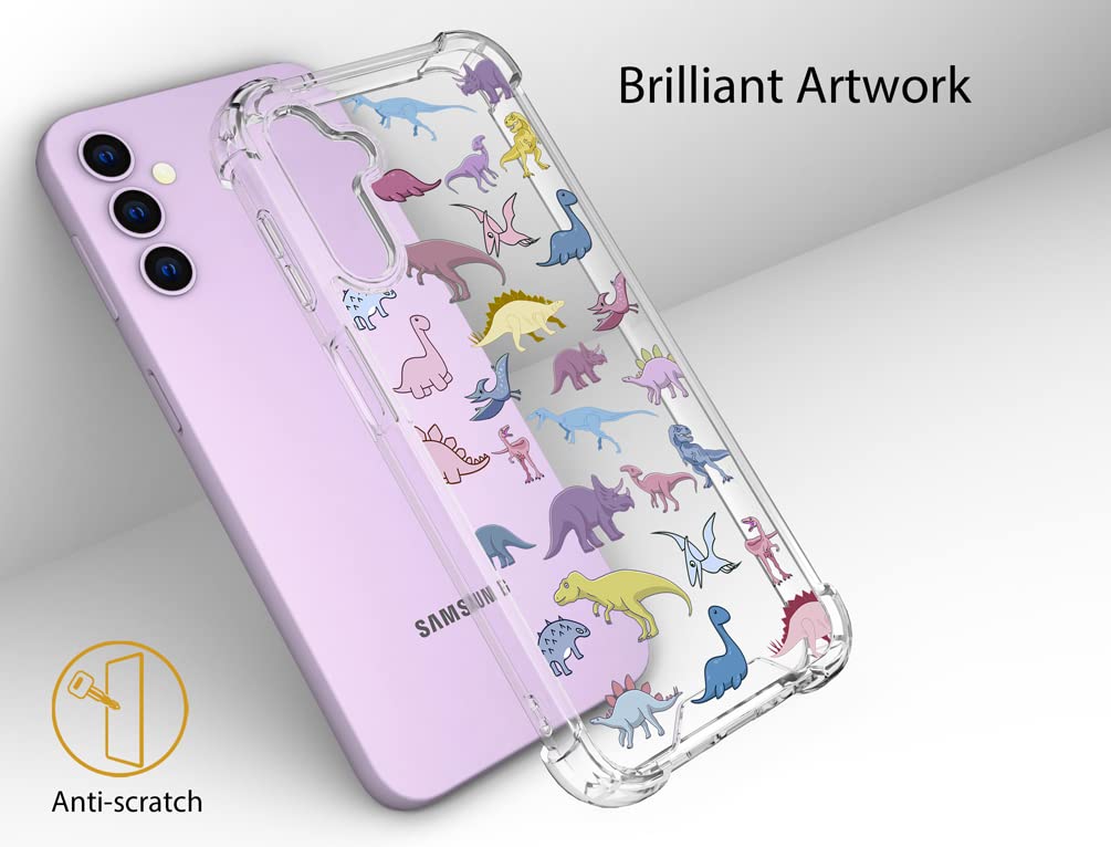 Topgraph Case Cute Dinosaur Clear For Women Girly Designer Girls For Galaxy S23+ Plus, Cute Silicone Transparent Phone Case Dino