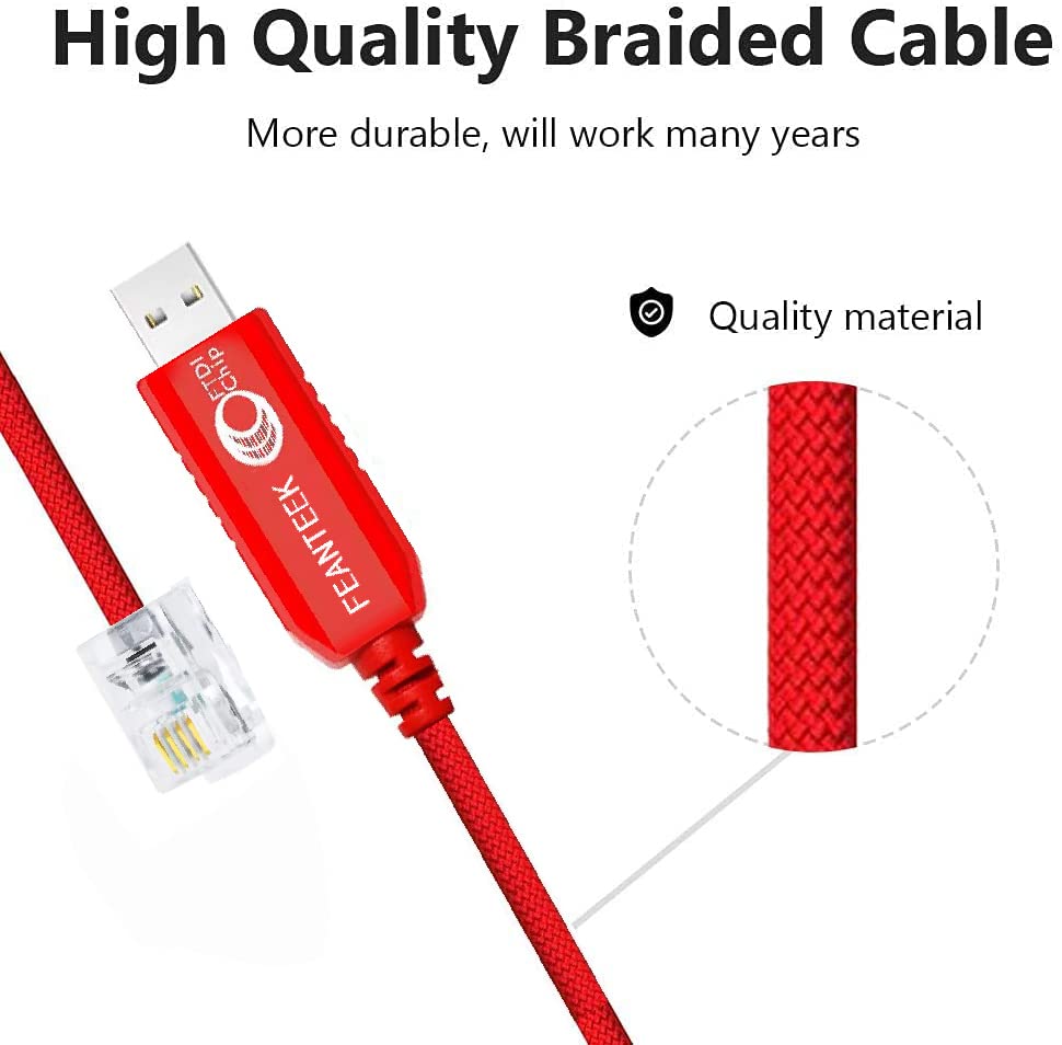 Feanteek Usb To Rj9 Cable For Nexstar Hc(Hand Controller) With Rj9 Port, Usb Control Cable Compatible For Nexstar 8Se 6Se (1.8 M