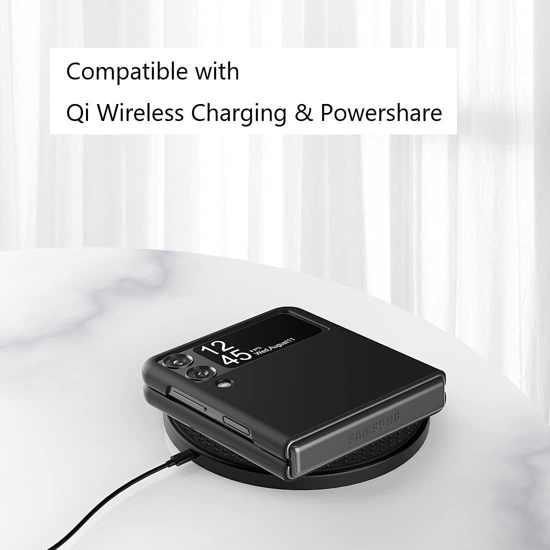 Cresee Case For Samsung Galaxy Z Flip 3 5G 2021, Slim Fit Matte Pc Cover Phone Case For Galaxy Z Flip3   Black