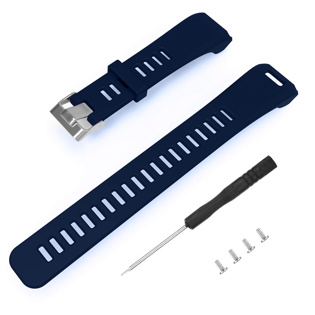 Meifox Compatible With Garmin Vivosmart Hr Replacement Bands,Soft Silicone Replacement Band For Garmin Vivosmart Hr Watch (Navy Blue, Large)