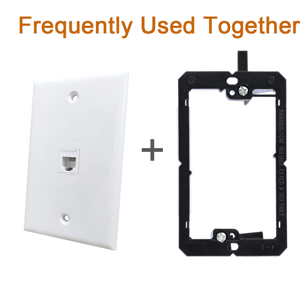 Boplat 1 Port Phone Jack Wall Plate Female To Female   Cat3 Rj11 Telephone Jack Cover Plate For Landline/Phone Cable   White