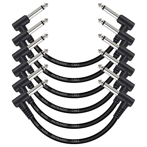 Dalonfy Guitar Effect Pedal Cables 6 Inch  1/4 Instrument Cables For Effect Pedals Right Angle Patch Cable Right Angle Pedal Cab