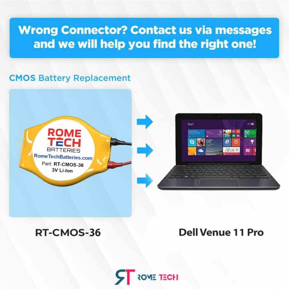 Rome Tech Cmos Bios Battery For Dell Venue 11 Pro 5130 7130 7139 7140   Laptop Backup Rtc Cr1220 Battery Cmos With 2 Wire Cable