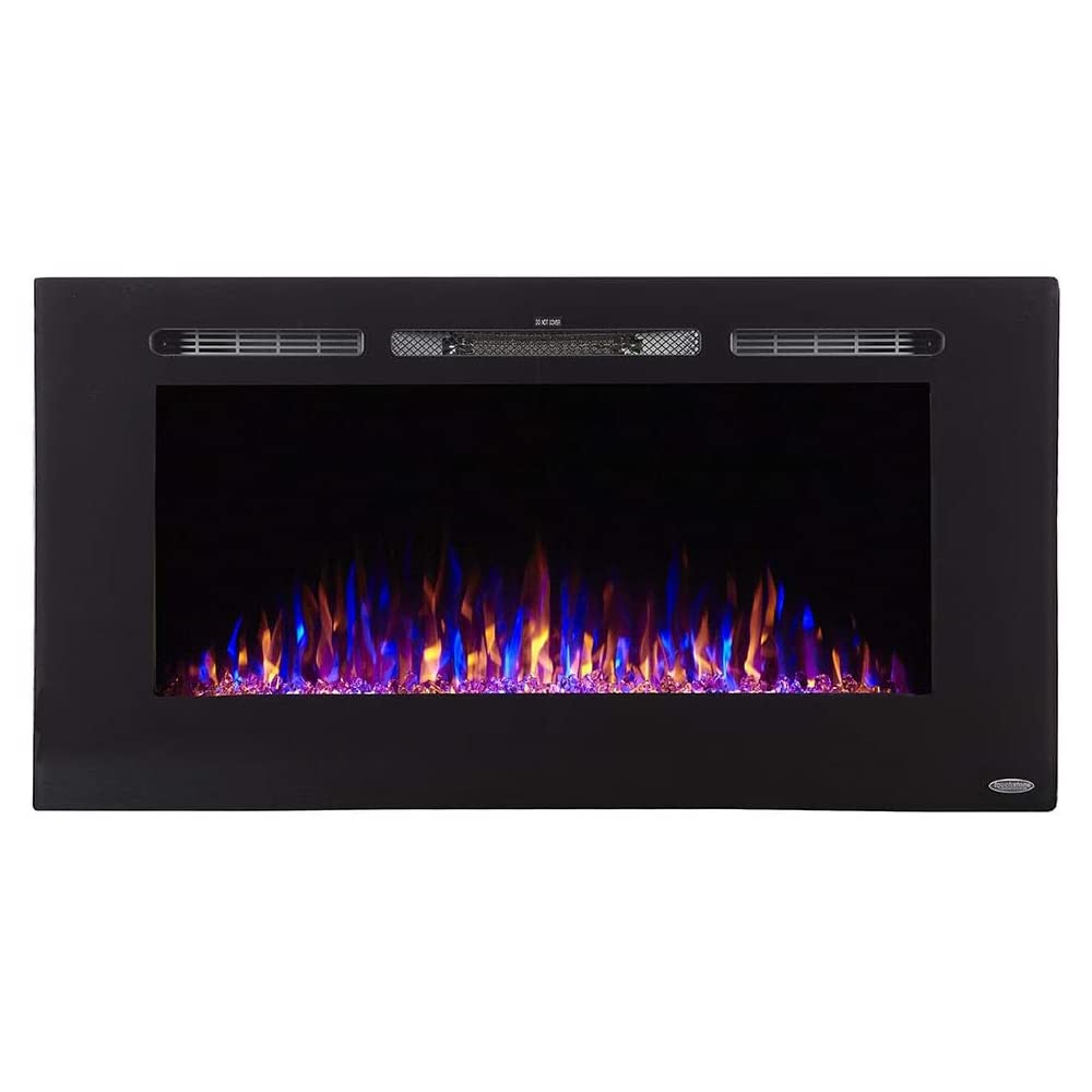 Touchstone Smart Electric Fireplace The Sideline 40 Inch Wide In Wall Recessed 30 Realistic Ember Color/Flame Options 1500W Heat