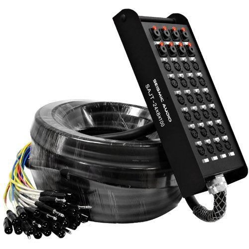 Seismic Audio - Sajt-24X8X150-24 Channel 150 Foot Xlr Color Coded Snake Cable With Trs Returns - 24X8X150-150 Foot Stage Snake C