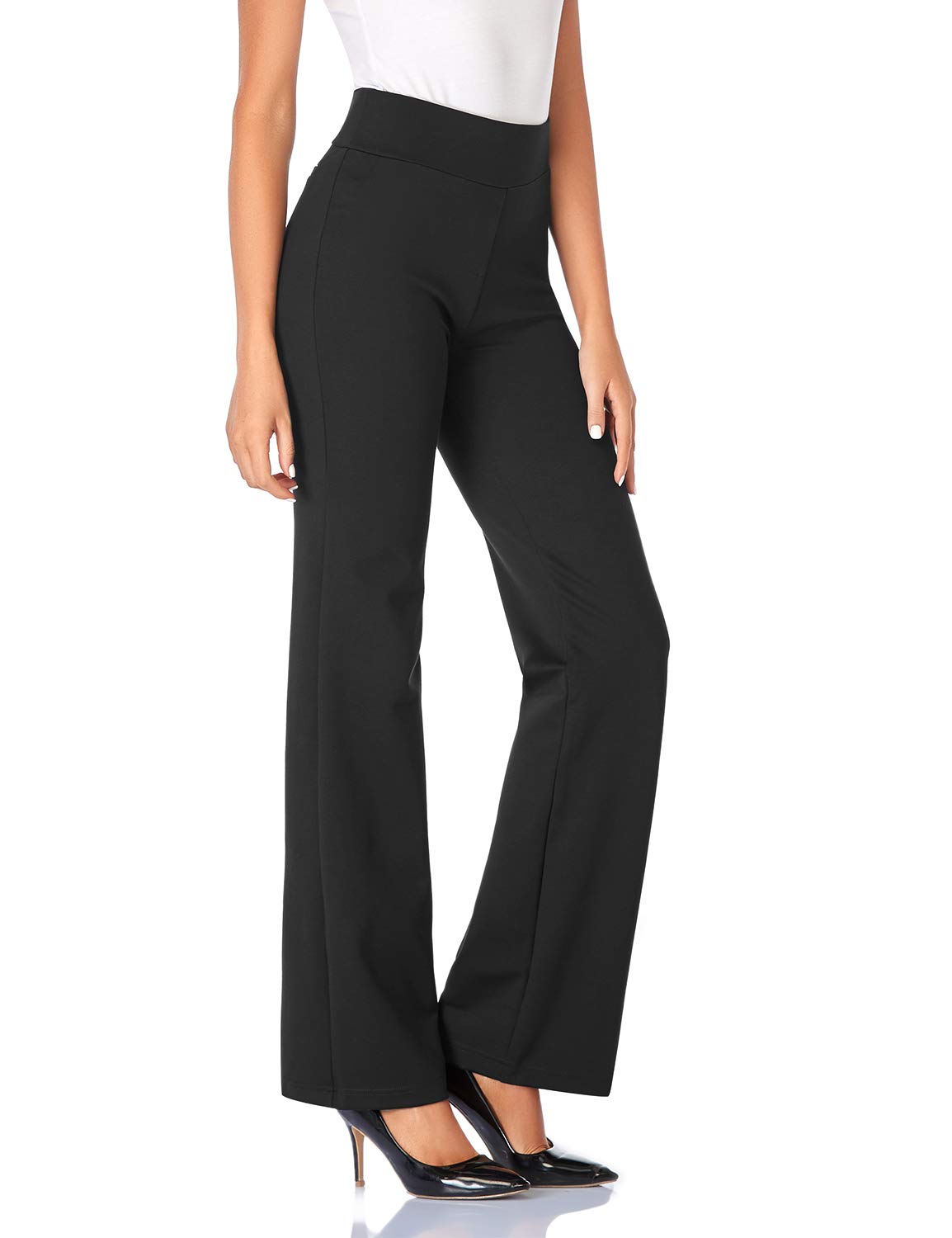 Tapata Womens 34 High Waist Stretchy Bootcut Dress Pants Tall, Petite, Regular For Office Business Casual Black,M