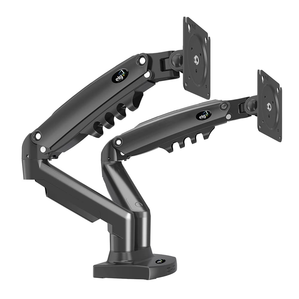 Elg Full Motion Swivel Dual Monitor Desk Mount Stand Gas Spring For Two Screens 17    To 35'' (4.4Lbs To 19.8Lbs Load For Each D