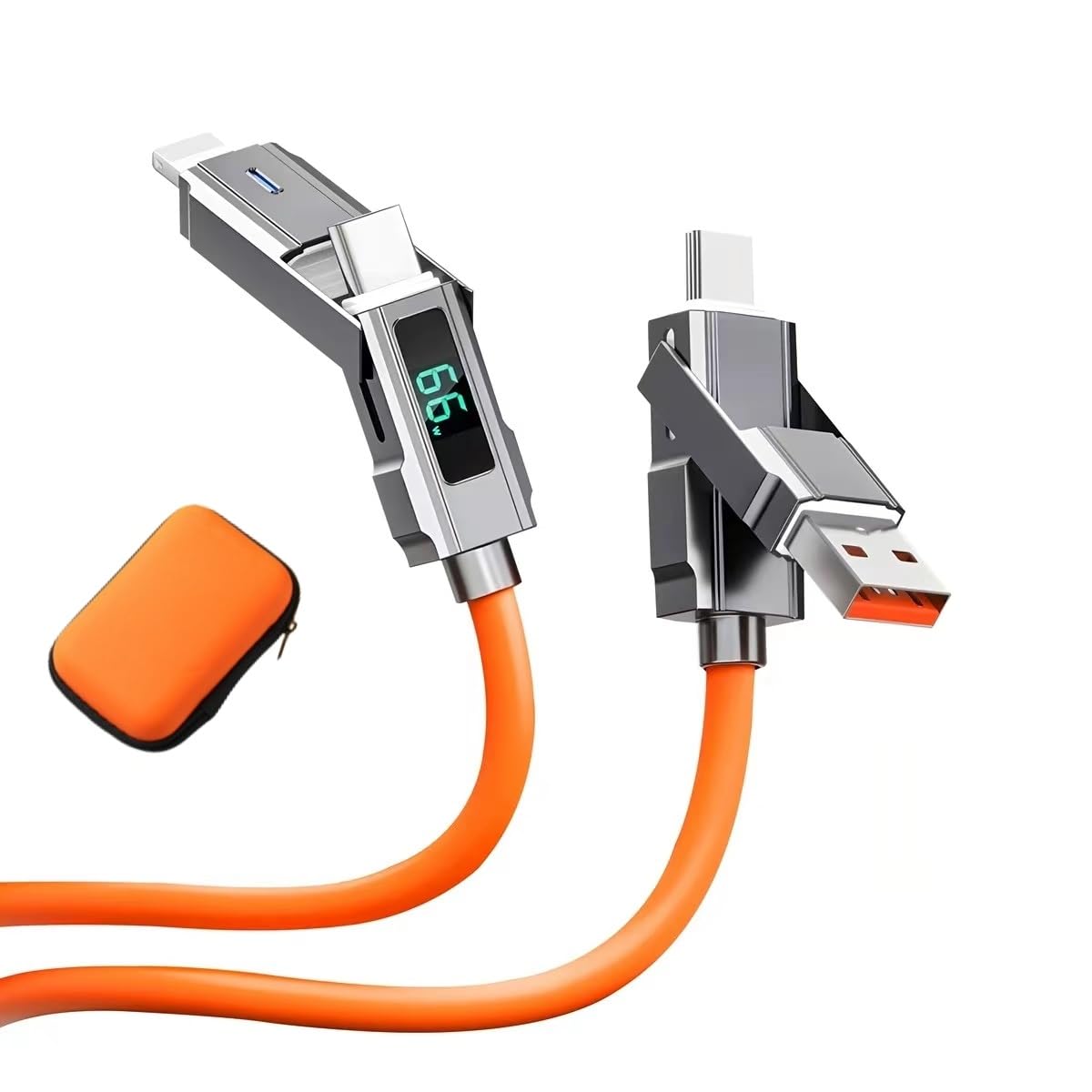 Usb C To C Cable 5Ft Chubby Silicone 4 In 1 Usb C Charging Cable With Led Display And Eva Case Usb C To Multi Charger Cable & Da