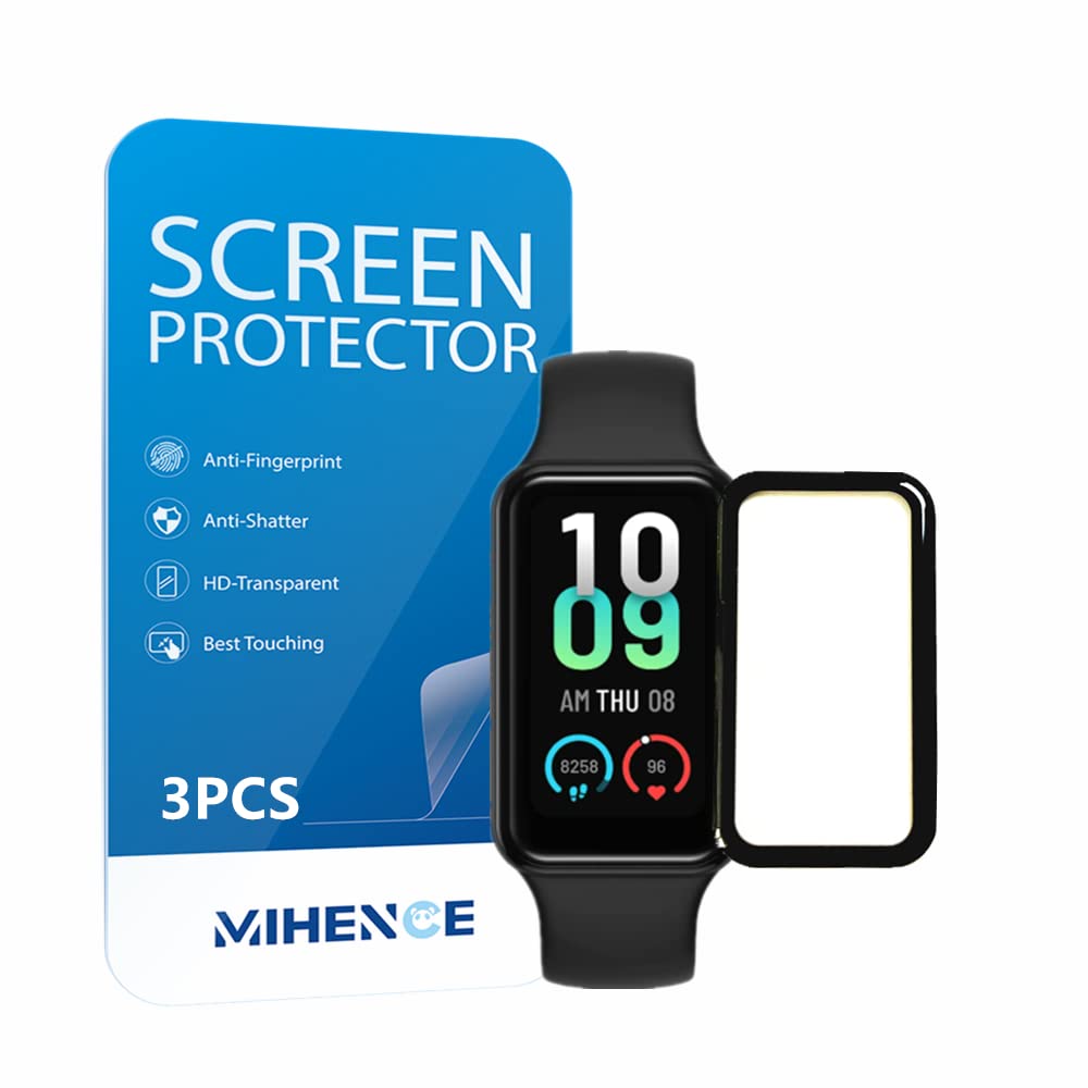 Mihence [ 3Pcs ] Compatible With Amazfit Band 7 Screen Protector, 3D Full Screen Coverage Curved Edge Pama Protective Film For Fitness Tracker, Transparent