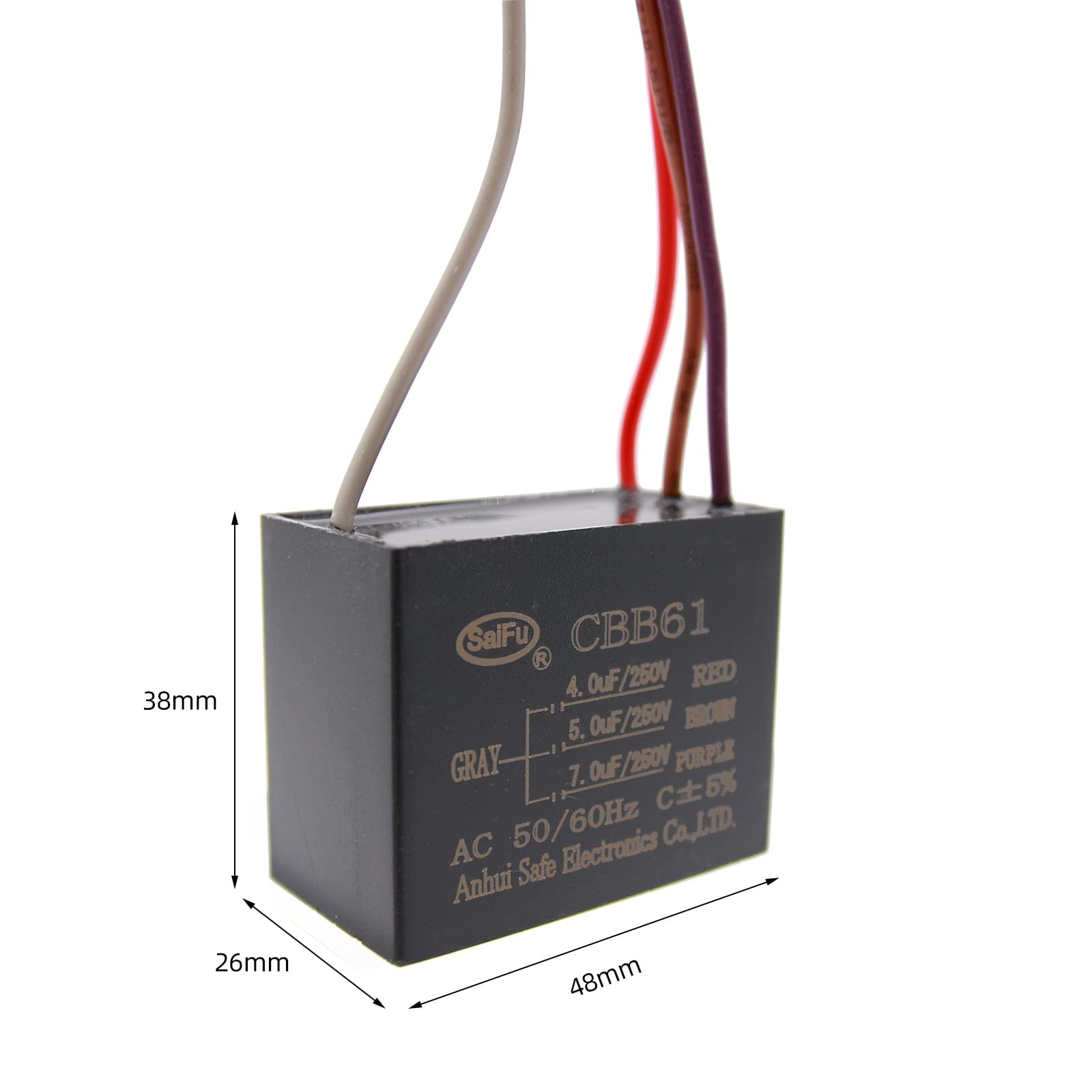 Akzytue Cbb61 Capacitor 4Uf+5Uf+7Uf 250V Ac Ceiling Fan 4 Wire 50/60Hz For Starting Electric Fan Generator Pump Motor