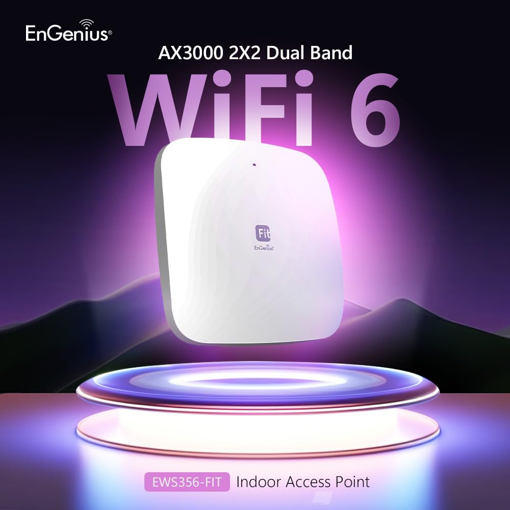 Engenius Wi-Fi 6 [Ews356-Fit] Dual Band Ax3000 | Cloud & App & Onprem Control Options | Wpa3, Mu-Mimo, Mesh & Seamless Roaming -
