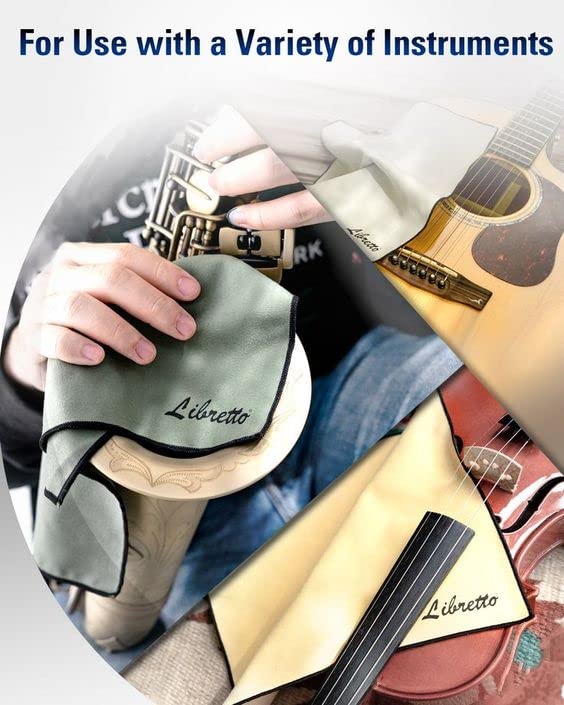 Libretto Microfiber Polish Cloth For Musical Instrument, 3 Sizes In 1 Pack, Violin And Cello Cleaning Product, Yellow, Lint Free