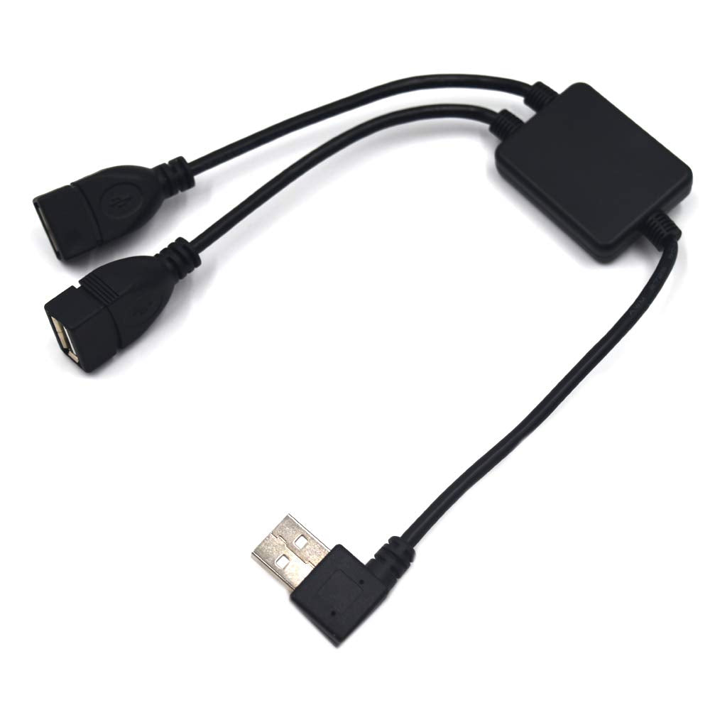 Kework Usb 2.0 Splitter, 30Cm Left Angle Usb Splitter Cable, 2 Ports Usb Hub 1 Male To 2 Female Extension Splitter Y Type Cable