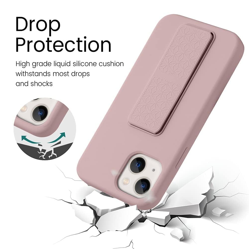 Laudtec Silicone Kickstand Case Compatible With Iphone 13 Case Vertical And Horizontal Stand Hand Strap Metal Kickstand, Flexibl