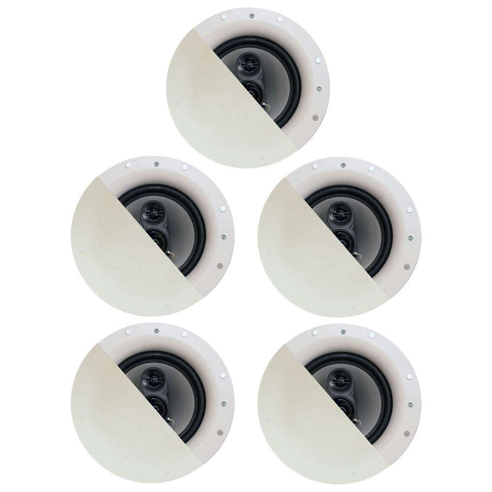 Acoustic Audio By Goldwood Csic84 Frameless 8'' In Ceiling 5 Speaker Set 3 Way Home Theater Speakers, White, (Model: Csic84 5S)
