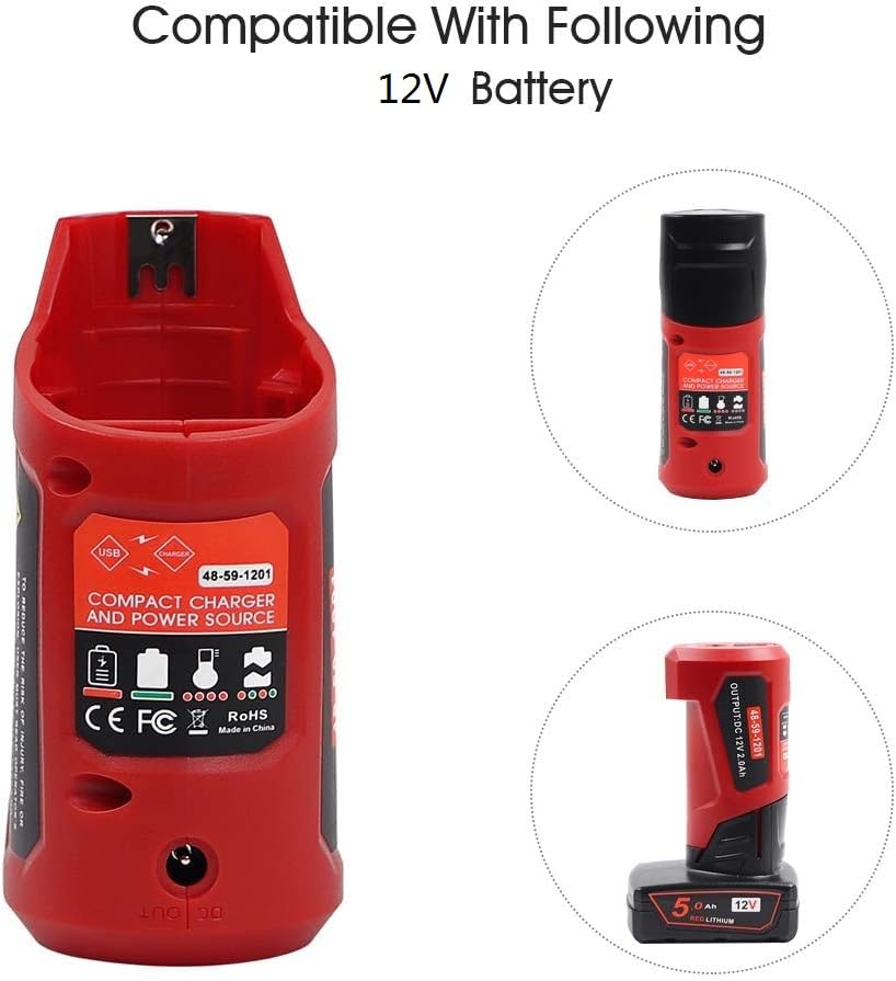 Dsanke Usb Power Source For Milwaukee M12 48 59 1201 49 24 2310 Usb Charging Adapter 10.8V/12V Heated Jacket Power Source Li Ion