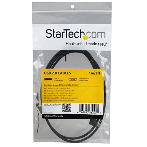 Startech.Com 1M 3 Ft Micro Usb Cable With Right Angled Connectors   M/M   Usb A To Micro B Cable   3Ft Right Angle Micro Usb Cab