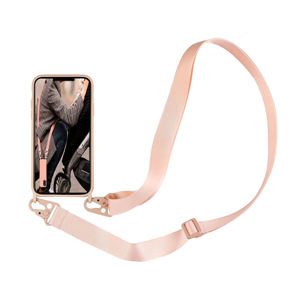 Cquukoi Compatible With Iphone 13,Crossbody Phone Case With Lanyard Cute Soft Silicone Case With Adjustable Shoulder Strap Shock