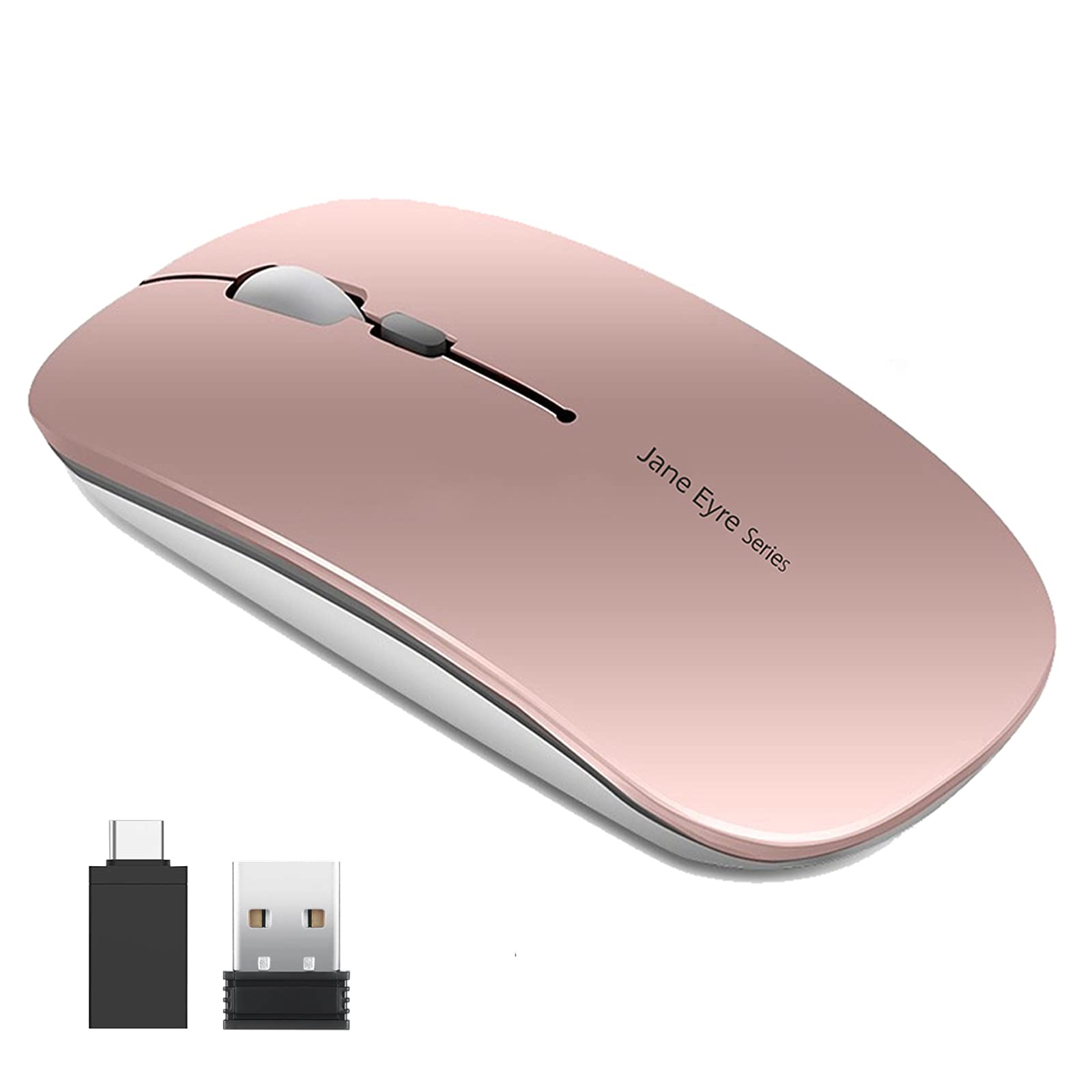 Uciefy Q5 Slim Rechargeable Wireless Mouse, 2.4G Portable Optical Silent Ultra Thin Wireless Computer Mouse With Usb Receiver An