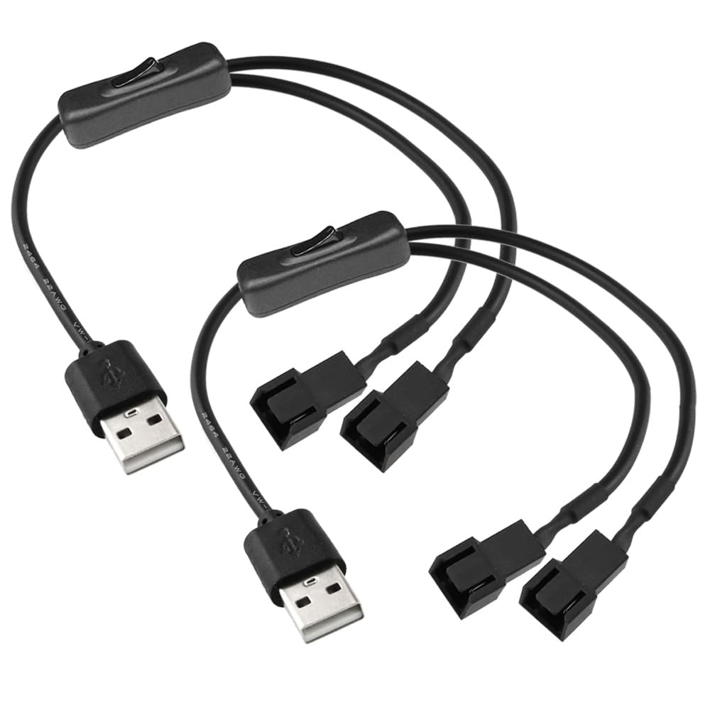 Gebildet 2 Pack Dual 4 Pin To Usb Fan Switch On Off Power Adapter Cable 1 To 2 Ways Splitter Usb To 4Pin 3Pin Pwm 5V Fan Connect