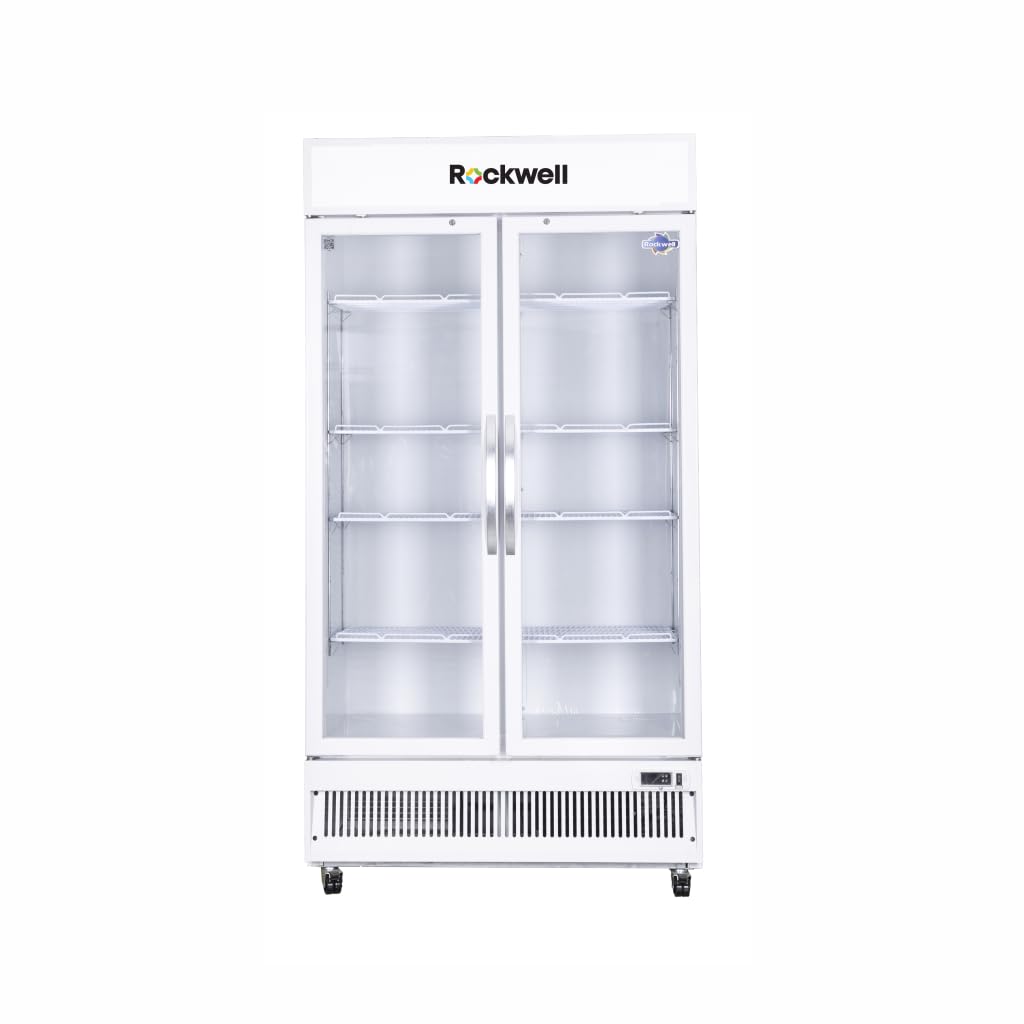 Rockwell Rvc950C Visi Cooler, Double Glass Door, Adjustable Shelves, Led Lighting, EnergyEfficient, AutoDefogging, 4Year Warr
