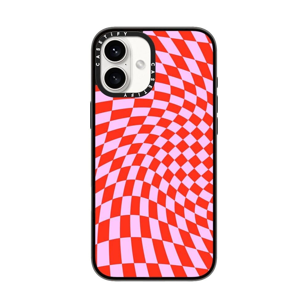 Casetify Compact Case For Iphone 16 Plus [Lightweight / 4 Ft. 2X Military Grade Drop Protection/Slim]   Strawberry Checkers   Cl