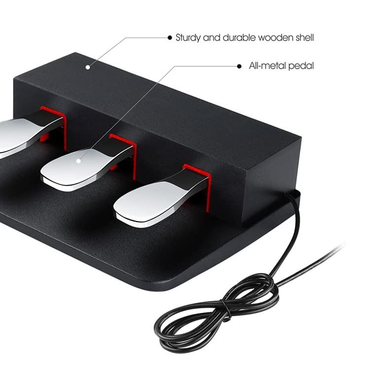 Atnedcvh 3 Pedal For Digital Keyboard Piano, Three Pedal Unit For Yamaha P85 P95 P48 P105 P115 Electric Pianos Keyboards