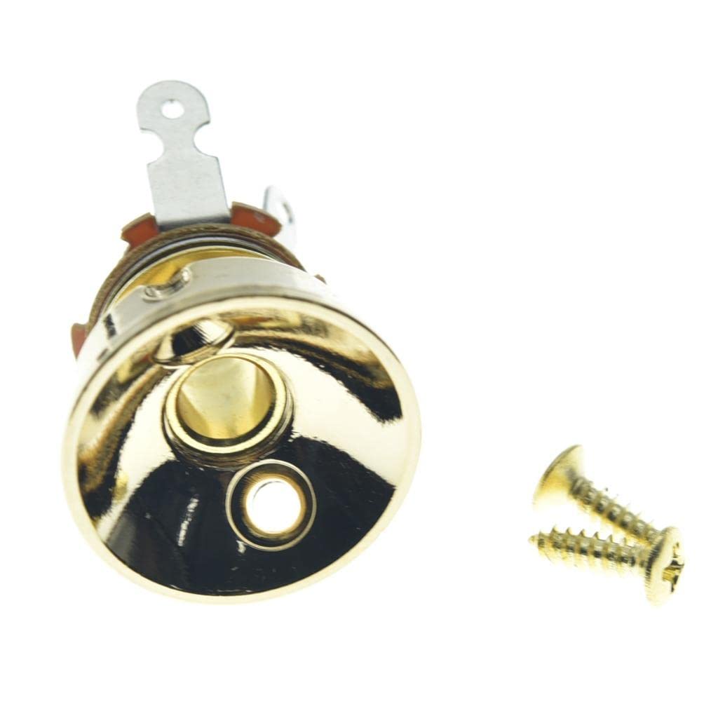 Kaish Gold Brass Metric Electric Guitar Jackplate Electrosocket Jack Plate With Brass Output Mono Jack And Screws For Fender Tel
