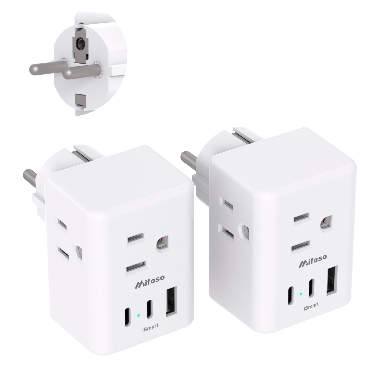 France Power Adapter, Portugal Adapter Plug, Germany Plug Adapter, Type E F European Travel Plug Adapter With 3 Outlets 3 Usb Ch