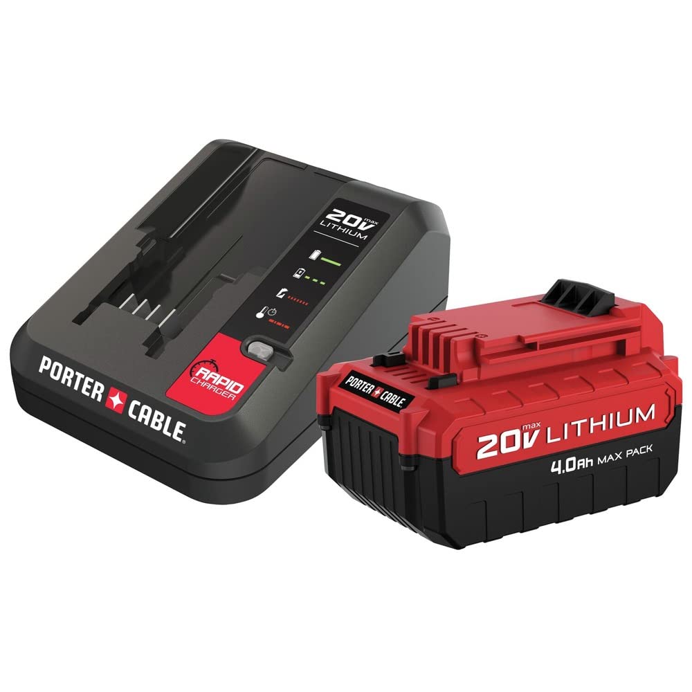 Porter Cable Pcc685Lck 20V Max 4 Ah Lithium Ion Battery And Rapid Charger Starter Kit