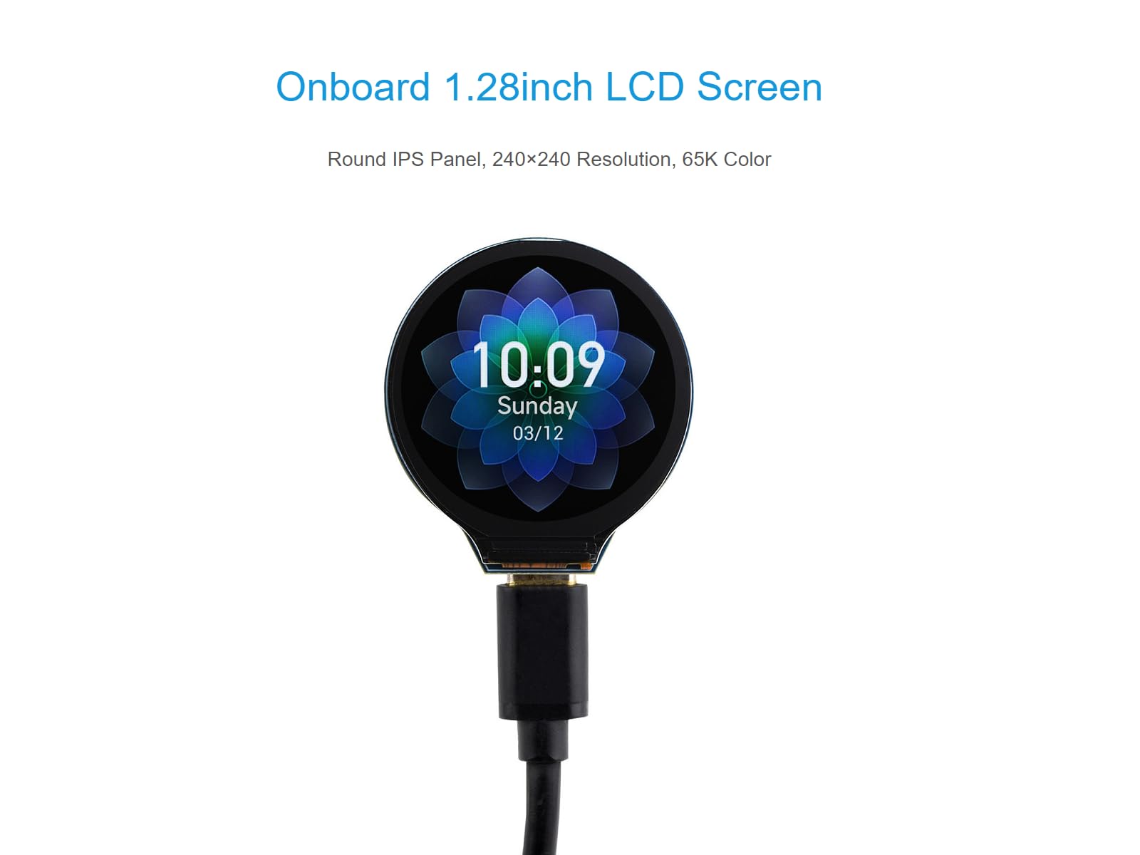 Waveshare Esp32-S3 Development Board Onboard 1.28Inch Round Lcd Display,32-Bit Lx7 Dual-Core Processor,Support 2.4 Ghz Wi-Fi And