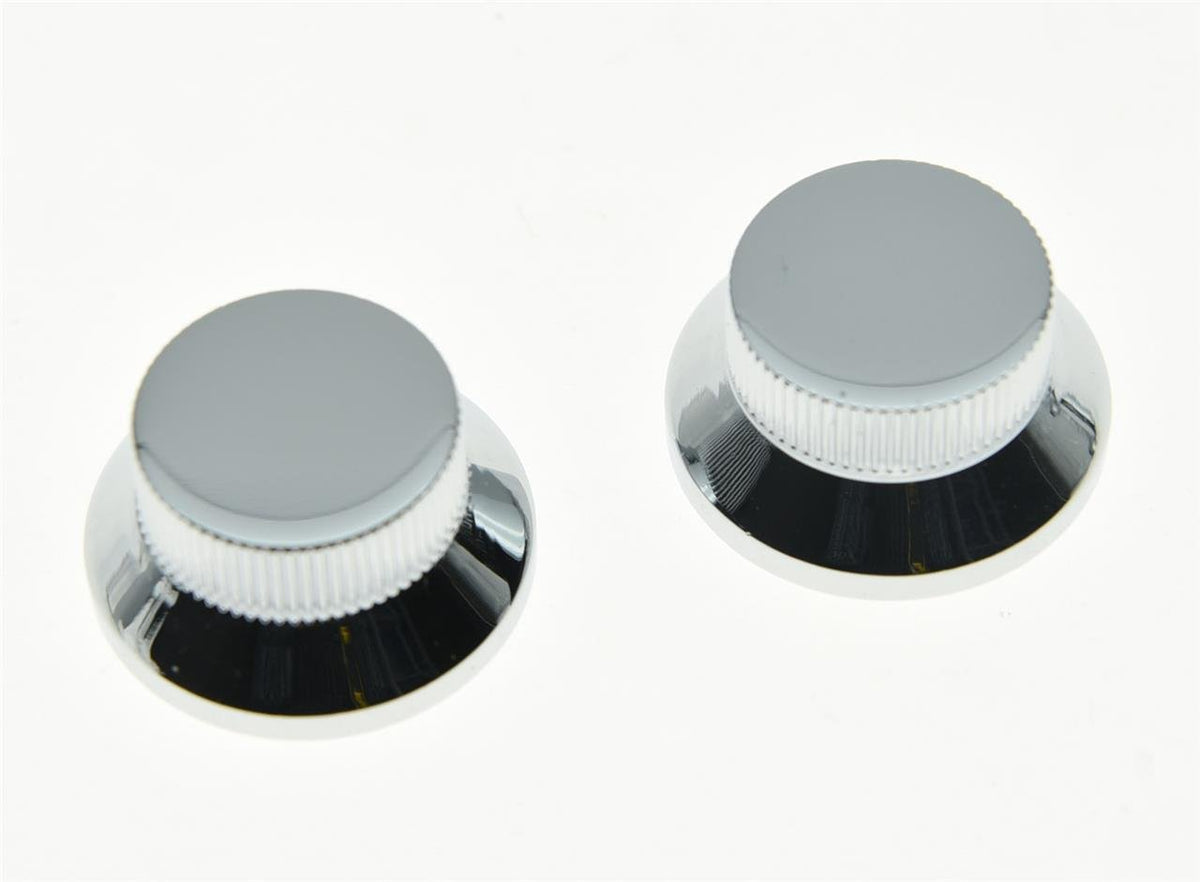 Kaish 2Pcs Chrome Metal Bell Knobs Push On Guitar Bass Top Hat Knob For 5.8Mm Split Shafts
