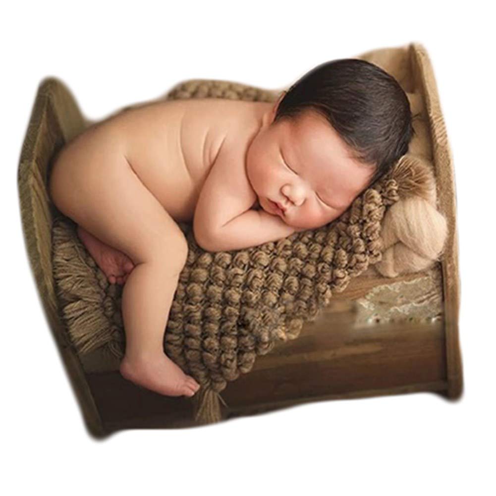 Zeroest Baby Photography Props Basket Braid Wool Wrap Newborn Photo Shoot Baskets Filler Posing Stuffer Background Blanket (Coffee)