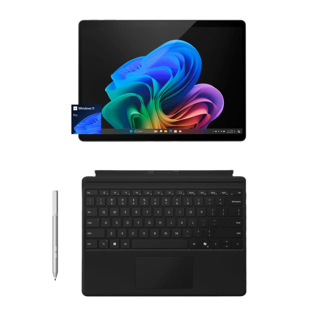 Microsoft Surface Pro 11 Copilot Pc Bundle, 13'' 2.8K Touchscreen Tablet With Black Pro Keyboard & Business Pen, Snapdragon X Pl
