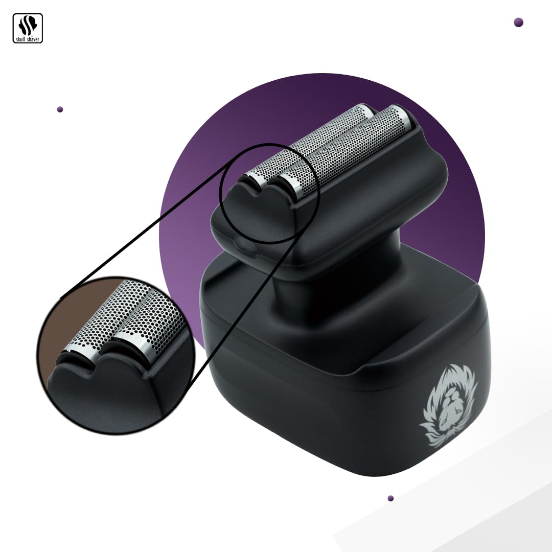 Skull Shaver One Lion Gold Pro Face Shaver For Men   Electric Shaver With Stepped Twin Foil, Ideal Holiday Gift For Men